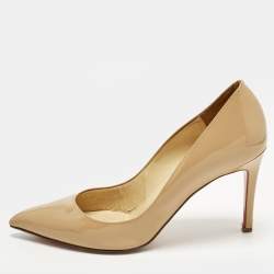 مملوكة مسبقًا Christian Louboutin Pigalle Size 39.5 Beige Patent Leather Pumps
