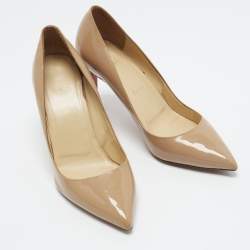 مملوكة مسبقًا Christian Louboutin Pigalle Size 39.5 Beige Patent Leather Pumps