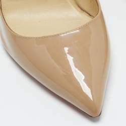 مملوكة مسبقًا Christian Louboutin Pigalle Size 39.5 Beige Patent Leather Pumps