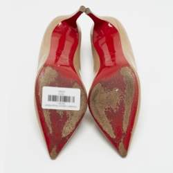 مملوكة مسبقًا Christian Louboutin Pigalle Size 39.5 Beige Patent Leather Pumps