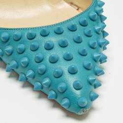 مملوكة مسبقًا حذاء كعب عالي كريستيان لوبوتان بيجال سبايكس سويدي أزرق مقاس 40.5