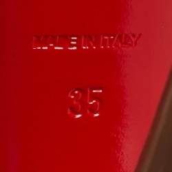 مملوكة مسبقًا حذاء كعب عالي كريستيان لوبوتان بيانكا جلد بيج لامع بنعل سميك مقاس 37.5