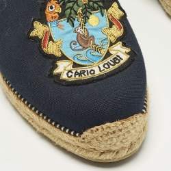 Pre Owned حذاء إسپادريل كريستيان لوبوتان فلات قماش كحلي مقاس 40