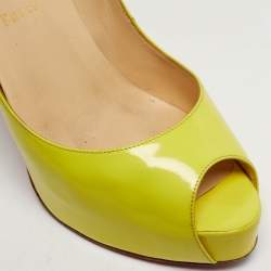 مملوكة مسبقًا حذاء كعب عالي كريستيان لوبوتان "فيري بريفي" مقدمة مفتوحة و نعل سميك جلد لامع أسود مقاس 39