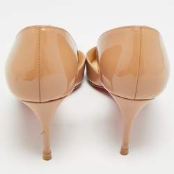 Pre Owned Christian Louboutin Iriza Size 39.5 Beige Leather Pumps