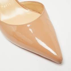 Pre Owned Christian Louboutin Iriza Size 39.5 Beige Leather Pumps