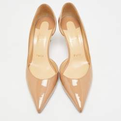 Pre Owned Christian Louboutin Iriza Size 39.5 Beige Leather Pumps