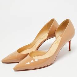 Pre Owned Christian Louboutin Iriza Size 39.5 Beige Leather Pumps