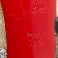 مملوكة مسبقًا صندل كريستيان لوبوتان تويستيسيما شبك و قماش لوريكس فضي مرصع ستراس مقاس 38.5