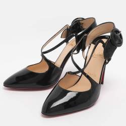 مملوكة مسبقًا Christian Louboutin Crossfliketa Size 39 Black Patent Leather Pumps