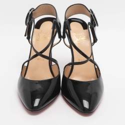 مملوكة مسبقًا Christian Louboutin Crossfliketa Size 39 Black Patent Leather Pumps