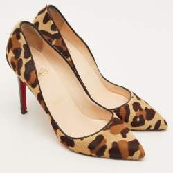 Pre Owned Christian Louboutin Pigalle Size 39 Brown Leopard Print Calf Hair Pumps