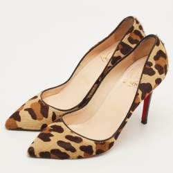 Pre Owned Christian Louboutin Pigalle Size 39 Brown Leopard Print Calf Hair Pumps