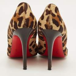 Pre Owned Christian Louboutin Pigalle Size 39 Brown Leopard Print Calf Hair Pumps