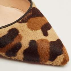 Pre Owned Christian Louboutin Pigalle Size 39 Brown Leopard Print Calf Hair Pumps