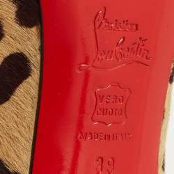 Pre Owned Christian Louboutin Pigalle Size 39 Brown Leopard Print Calf Hair Pumps