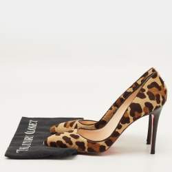 Pre Owned Christian Louboutin Pigalle Size 39 Brown Leopard Print Calf Hair Pumps