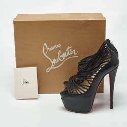 Pre Owned صندل كريستيان لوبوتان زولو شرائط جلد ثعبان وشعر مهر متعدد الألوان مقاس 40