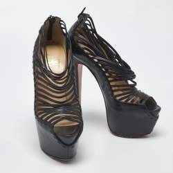 Pre Owned صندل كريستيان لوبوتان زولو شرائط جلد ثعبان وشعر مهر متعدد الألوان مقاس 40