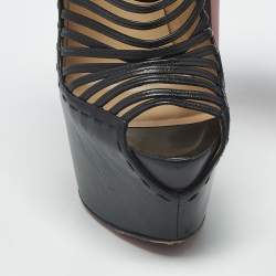 Pre Owned صندل كريستيان لوبوتان زولو شرائط جلد ثعبان وشعر مهر متعدد الألوان مقاس 40