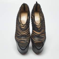 Pre Owned صندل كريستيان لوبوتان زولو شرائط جلد ثعبان وشعر مهر متعدد الألوان مقاس 40