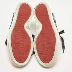 مملوكة مسبقًا حذاء رياضي كريستيان لوبوتان غوندولير قماش محبوك متعدد الألوان وجلد لامع مقاس 41