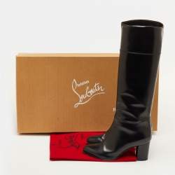 مملوكة مسبقًا حذاء بوت يصل إلى الركبة كريستيان لوبوتان توبا 70 أبلو جلد أسود مقاس 39