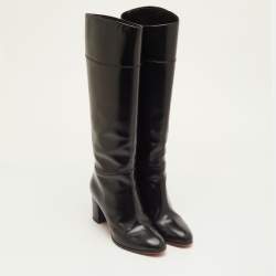 مملوكة مسبقًا حذاء بوت يصل إلى الركبة كريستيان لوبوتان توبا 70 أبلو جلد أسود مقاس 39