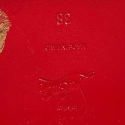 Pre Owned Christian Louboutin Size 38 Black Leather and Suede Studded Buckle Mid Calf Boots