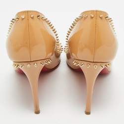 Pre Owned Christian Louboutin Anjalina Size 36.5 Beige Patent Leather Pumps