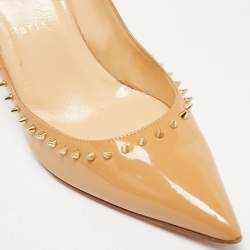 Pre Owned Christian Louboutin Anjalina Size 36.5 Beige Patent Leather Pumps