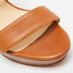 Pre Owned صندل كريستيان لوبوتان بيثون وجلد ثلاثي الألوان مع حزام للكاحل على منصة مقاس 40