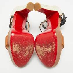 Pre Owned صندل كريستيان لوبوتان بيثون وجلد ثلاثي الألوان مع حزام للكاحل على منصة مقاس 40