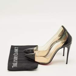 مملوكة مسبقًا Christian Louboutin Debout Size 38 Black/Transparent  Croc Embossed Leather and PVC Pumps