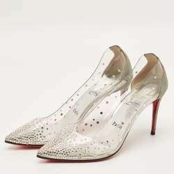 مملوكة مسبقًا Christian Louboutin Follies Strass Size 37.5 Transparent Glitter and PVC Pumps