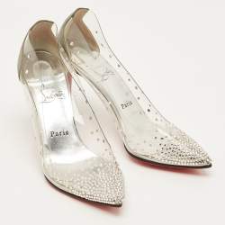 مملوكة مسبقًا Christian Louboutin Follies Strass Size 37.5 Transparent Glitter and PVC Pumps