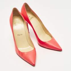 Pre Owned حذاء كعب عالي كريستيان لوبوتان سو كات جلد زهري/أبيض مقاس 39