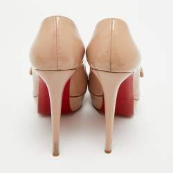 مملوكة مسبقًا حذاء كعب عالي كريستيان لوبوتان ريليكا جلد ذهبي نعل سميك ماري جان مقاس 40