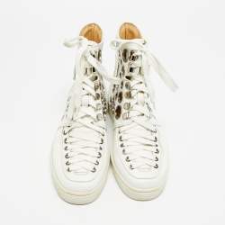 مملوكة مسبقًا Christian Louboutin Alfibully Size 39 White Leather and Metal High Top Sneakers