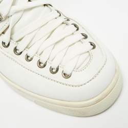 مملوكة مسبقًا Christian Louboutin Alfibully Size 39 White Leather and Metal High Top Sneakers