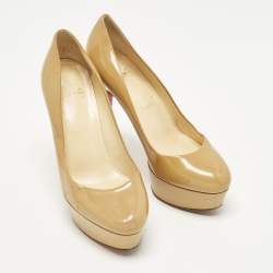 مملوكة مسبقًا Christian Louboutin Bianca Size 36 Beige Patent Leather Platform Pumps