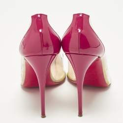 مملوكة مسبقًا حذاء كعب عالي كريستيان لوبوتان ديبو جلد لامع متعدد الألوان مقاس 40