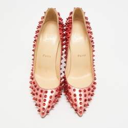 مملوكة مسبقًا Christian Louboutin Pigalle Spikes Size 39 Metallic Red Patent Leather Pumps