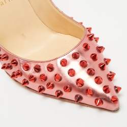 مملوكة مسبقًا Christian Louboutin Pigalle Spikes Size 39 Metallic Red Patent Leather Pumps