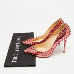 مملوكة مسبقًا Christian Louboutin Pigalle Spikes Size 39 Metallic Red Patent Leather Pumps