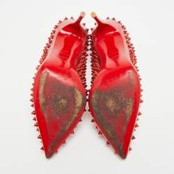 مملوكة مسبقًا Christian Louboutin Pigalle Spikes Size 39 Metallic Red Patent Leather Pumps