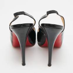 مملوكة مسبقًا Christian Louboutin Private Number Size 39 Black Patent Leather Slingback Pumps