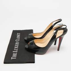 مملوكة مسبقًا Christian Louboutin Private Number Size 39 Black Patent Leather Slingback Pumps