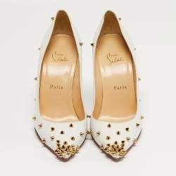 Pre Owned حذاء كعب عالي كريستيان لوبوتان ديغراسبايك جلد أبيض مقاس 38