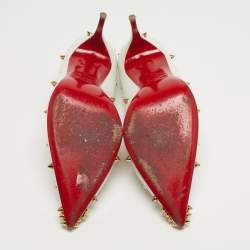 Pre Owned حذاء كعب عالي كريستيان لوبوتان ديغراسبايك جلد أبيض مقاس 38